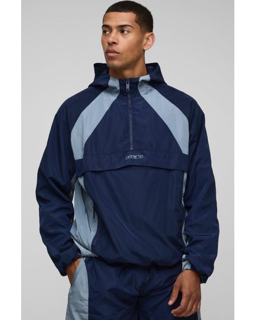 BoohooMAN Blue Oversized Cagoule Jacket for men