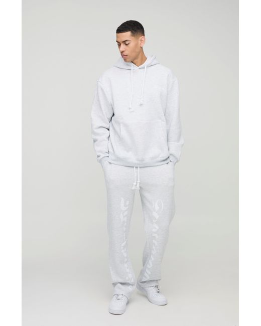 BoohooMAN White Oversized Worldwide Gusset Twisted Drawcord Tracksuit for men