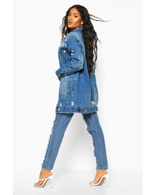 Boohoo Denim Longline Distressed Jean 