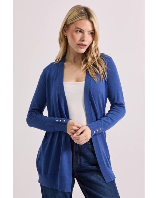Dorothy Perkins Blue Denim Longline Button Cuff Cardigan