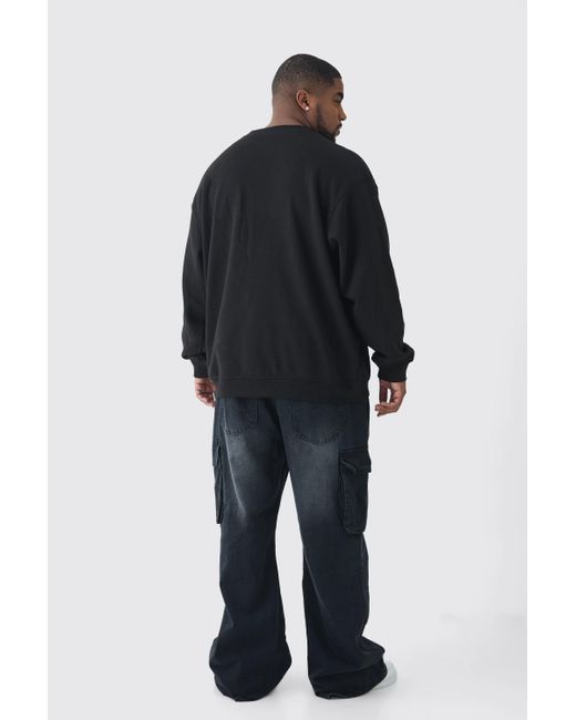 Boohoo Black Plus Relaxed Rigid Flare Cargo Jeans