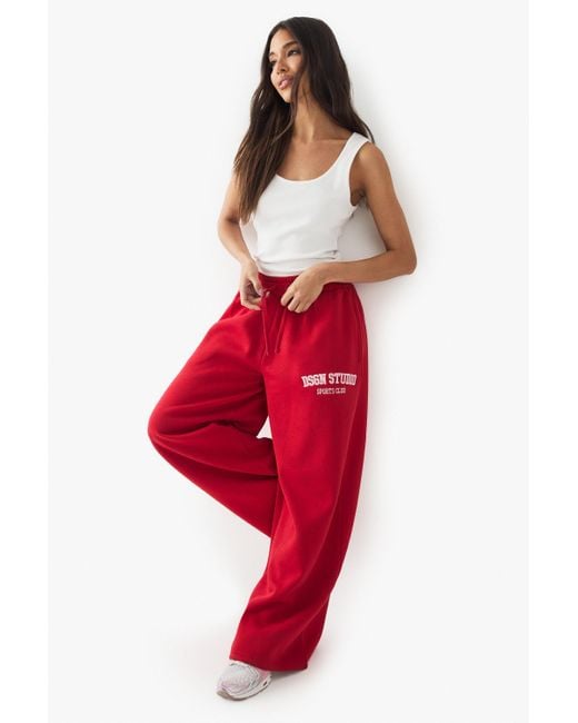 Pantalón Deportivo Recto Con Estampado Dsgn Boohoo de color Red
