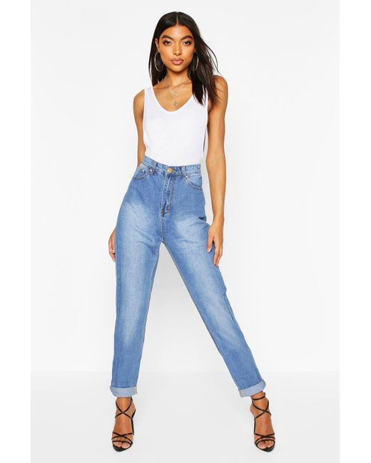 Tall Turn Up Cuff Mom Jeans in Blue - Lyst