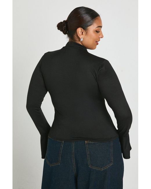 Boohoo Black Plus Collared Button Down Long Sleeve Top