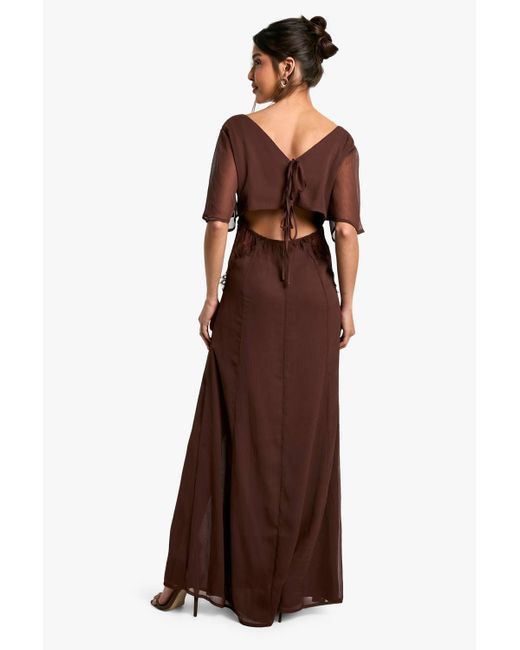 Boohoo Women's Brown Lace Angel Sleeve Midaxi Dress - www.armafbd.com