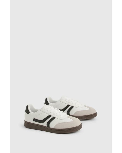 Boohoo White Contrast Stripe Flat Sneakers