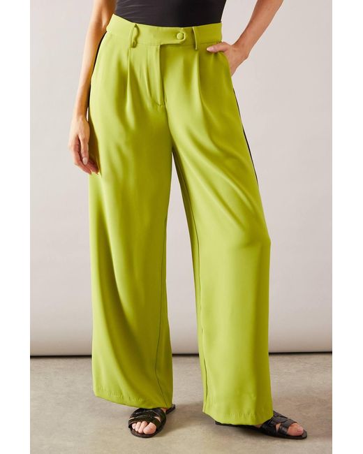 Wallis Green Contrast Stripe Split Trouser