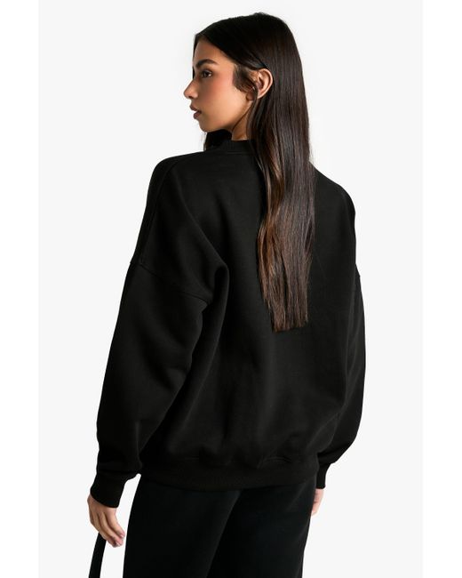 Sudadera Oversize Con Estampado Monaco Y Escote De Pico Boohoo de color Black