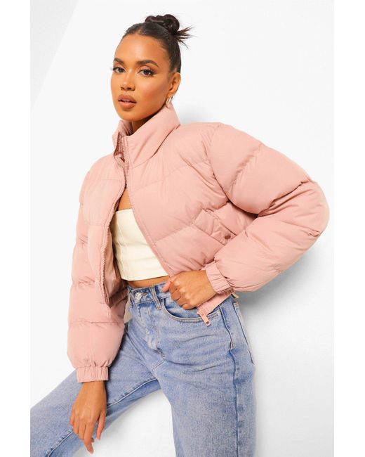 pink cropped puffer