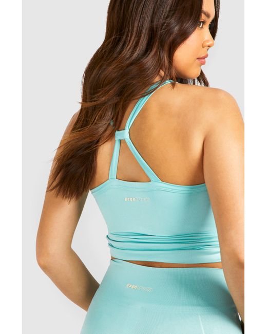 Boohoo Blue Supersoft Premium Seamless Strappy Back Top