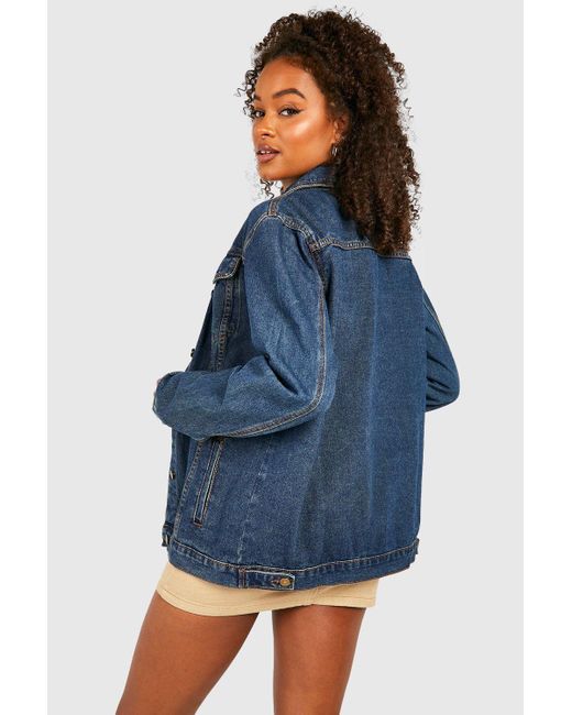 Boohoo Tall Vintage Washed Oversized Jean Jacket in Blue | Lyst