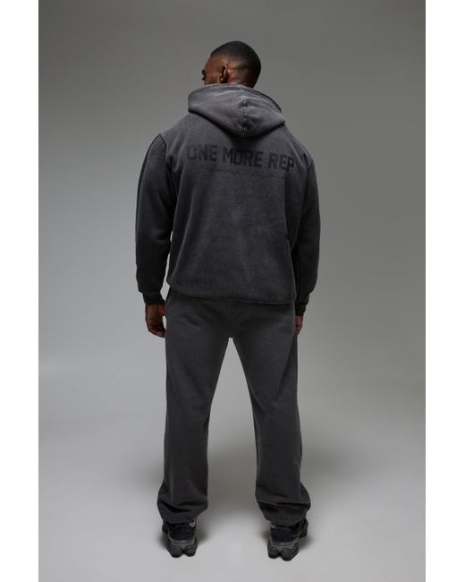 BoohooMAN Oversize Trainingsanzug mit Man Active One More Rep Print in Gray für Herren