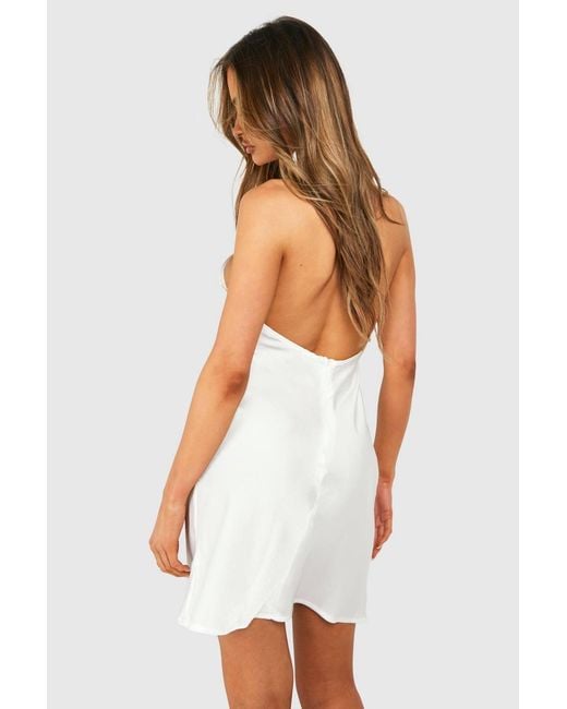 boohoo white satin dress White Satin A-Line Mini Dress