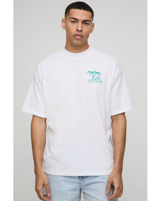 BoohooMAN Oversize T-Shirt mit Marmor-Print in Blue für Herren