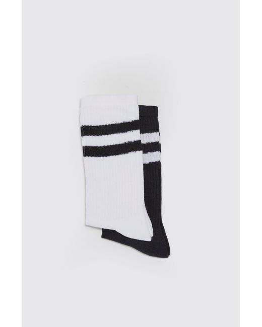 BoohooMAN Black 7 Pack Sport Stripe Socks for men