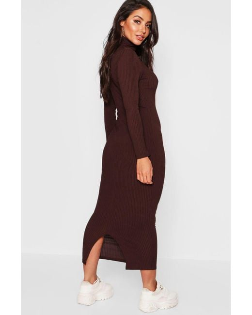 jumbo rib roll neck midi dress