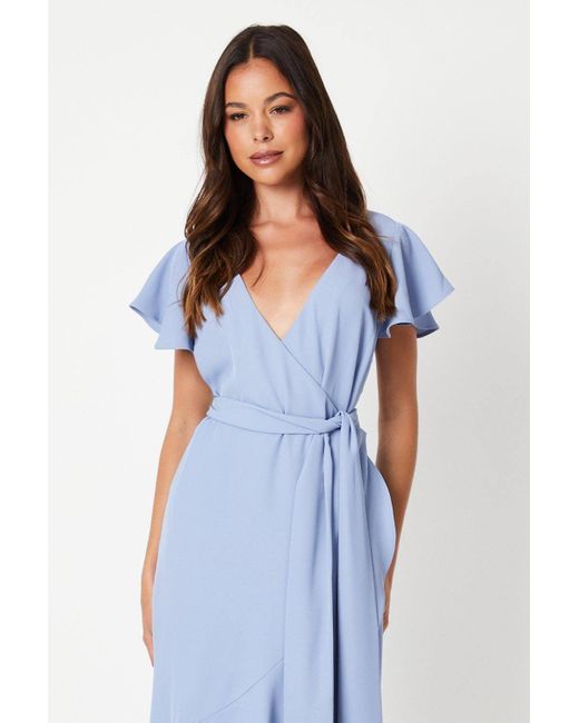 Coast Women's Blue V Neck Ruffle Wrap Wedding Guest Dress -  buitengewoonvitaal.nl