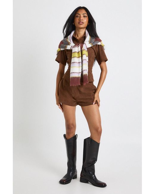 Cord Mini Short Boohoo de color Brown