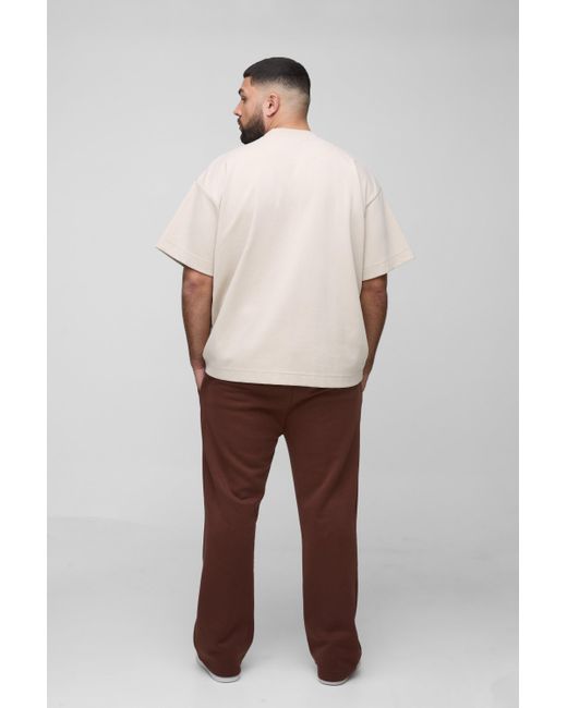 BoohooMAN Brown Plus Relaxed Fit Gusset Joggers for men