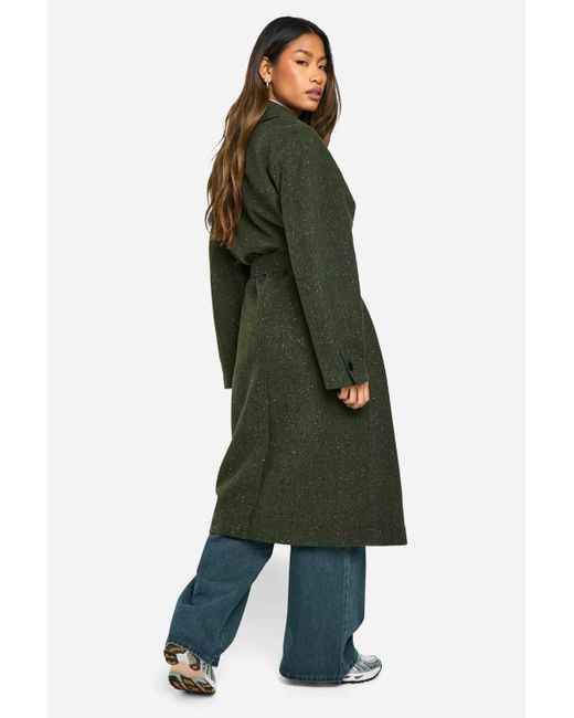 Boohoo Green Textured Oversized Wool Look Coat