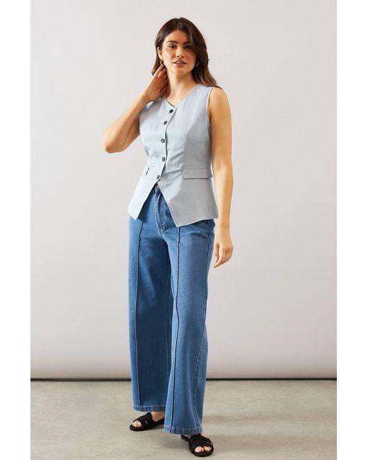 Wallis Blue Button Through Waistcoat