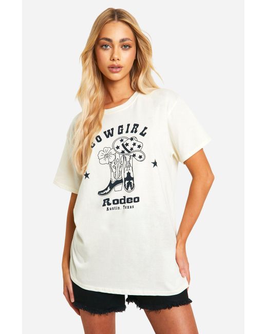 Cowgirl Rodeo Slogan Oversized T -Shirt Boohoo de color White