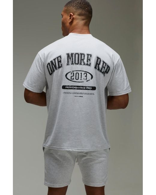 Boohoo Gray Active Oversized One More Rep T-Shirt & Short Set