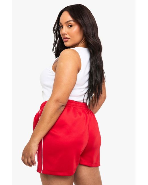 Boohoo Red Plus Tricot Side Stripe Shorts