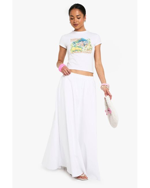 Boohoo White Woven A-Line Maxi Skirt