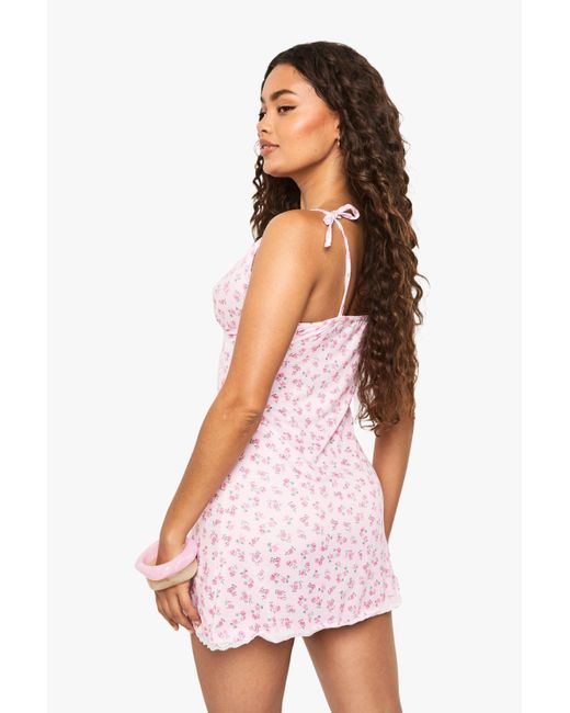 Boohoo White Ditsy Floral Strappy Mini Dress