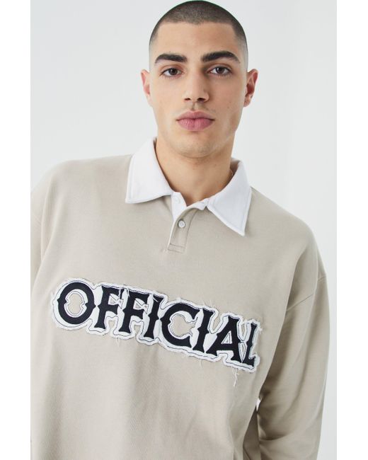 Boohoo White Oversized Offcl Rugby Distressed Polo