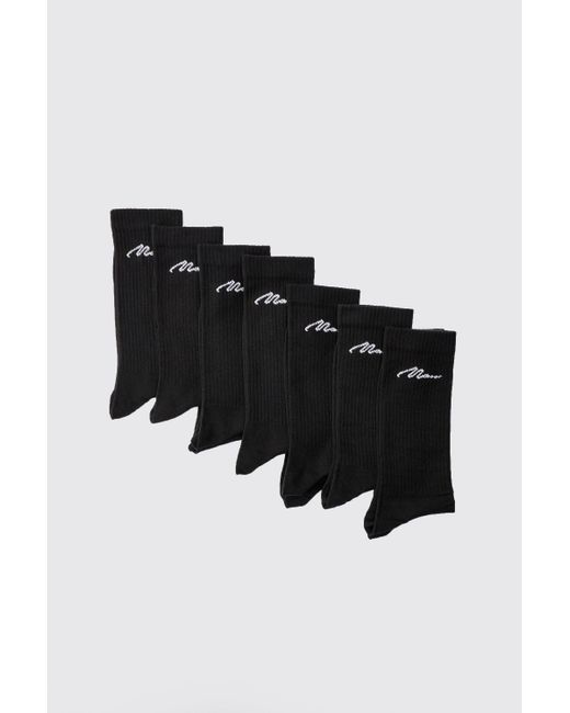 Boohoo Black 7 Pack Signature Sport Socks