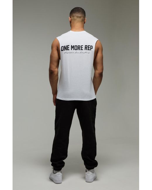 BoohooMAN Man Active vesttop mit One More Rep Print in Gray für Herren
