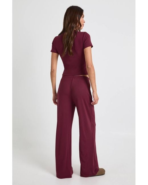Boohoo Red Ultra Soft Wide Leg Trouser