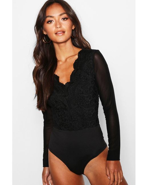 black lace body suit long sleeve