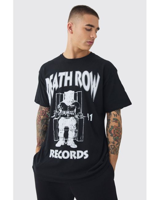 BoohooMAN Oversize T-Shirt mit Death Row Records Print in Black für Herren