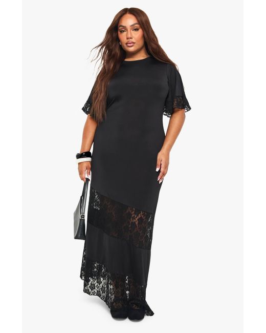 boohoo lace maxi dress boohoo Women's Lace and Slinky Mix Maxi Dress