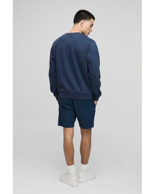 Pantalón Corto Ajustado De Sarga Con Cintura Elástica Boohoo de color Blue