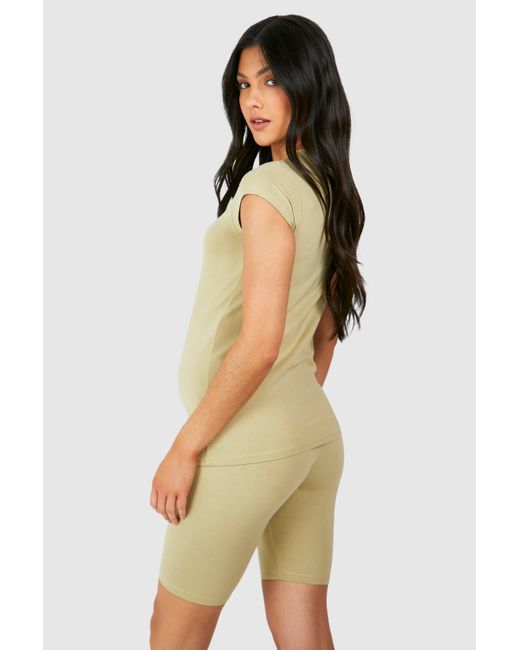 Boohoo Natural Maternity Cap Sleeve Modal Fitted T-shirt