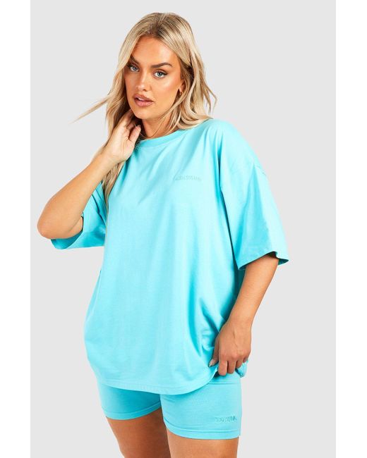Boohoo Plus Oversized T-shirt And Cycling Short in Blue | Lyst Canada
