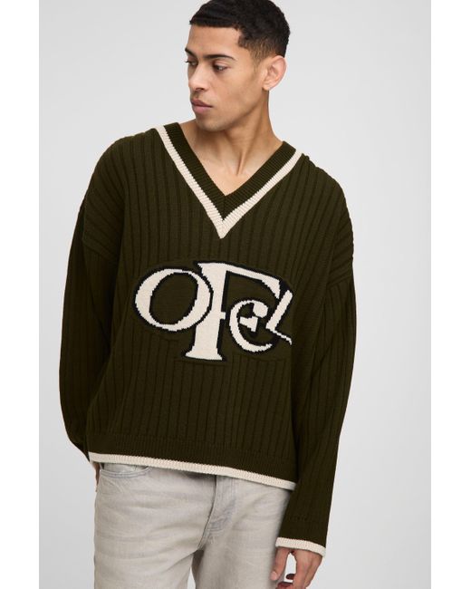 Jersey Recto Ofcl De Punto Con Escote De Pico Boohoo de color Gray