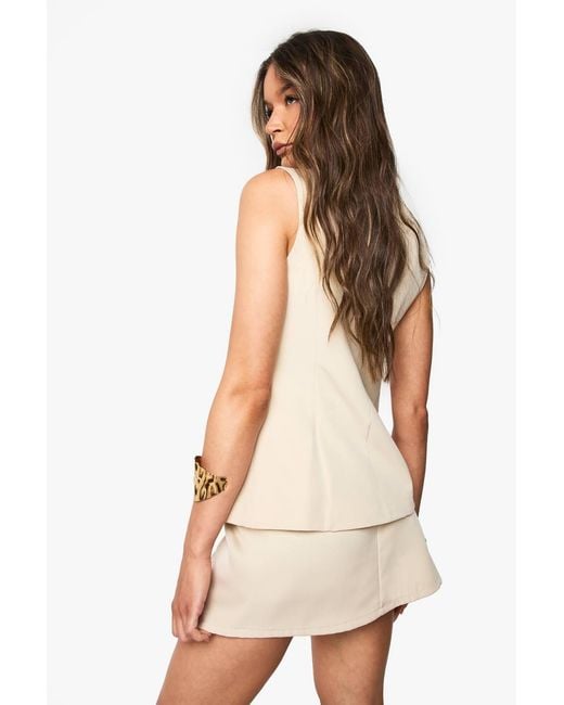 Boohoo Natural Woven Wrap Side Split Skort