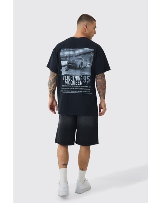 BoohooMAN Oversized Disney Cars License Back Print T-shirt