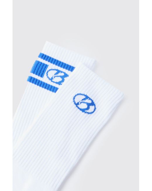 BoohooMAN 2 Pack B Sports Stripe Socks in Blue für Herren