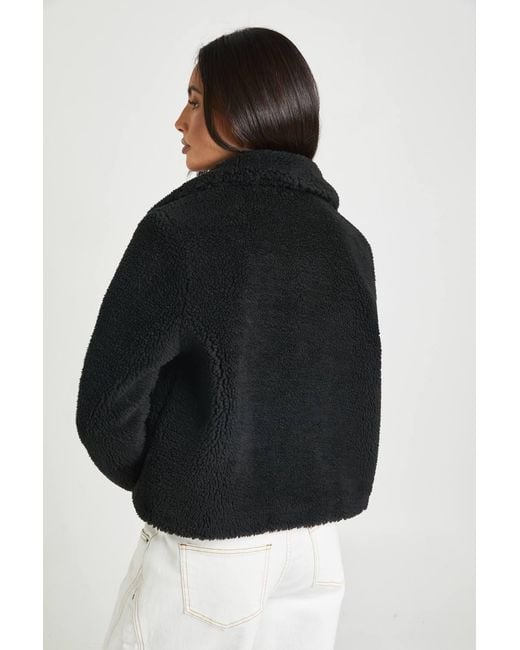 Boohoo Black Short Fur Collared Jacket