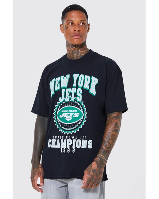 BoohooMAN Oversize T-Shirt mit Nfl New York Jets Print in Blau für Herren |  Lyst DE