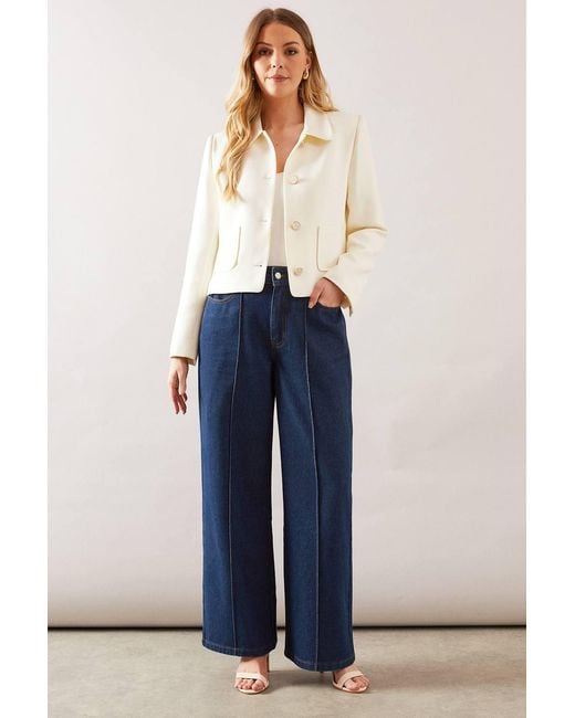 Wallis White Button Detail Collared Jacket