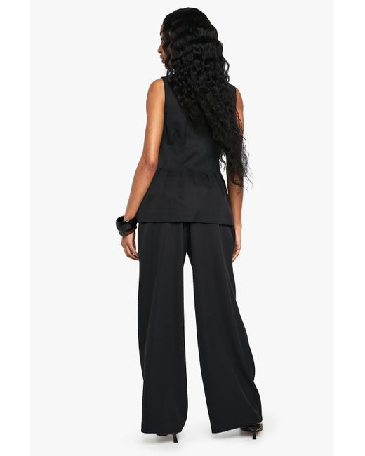 Boohoo Black Woven Tailored Front Zip Straight Leg Trouser