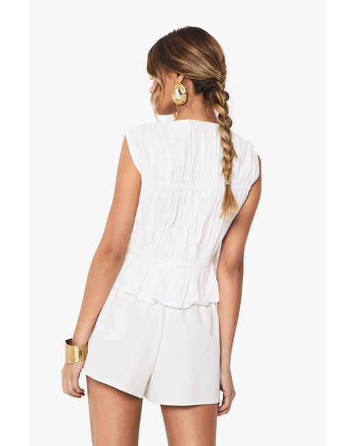 Boohoo White Ruched Poplin Tie Front Sleeveless Top