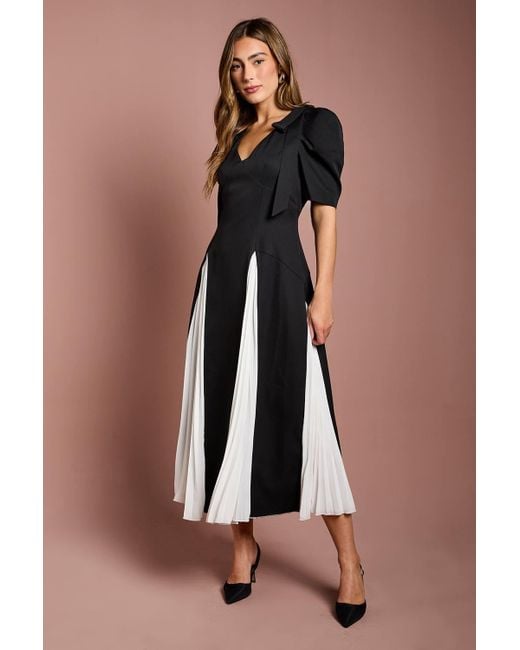 Coast Multicolor Short Sleeve Crepe Maxi Dress With Godets
